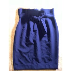 Liz Claiborne Career Women 4 Navy Belted Lady Liberty Pencil Office Skirt (T)